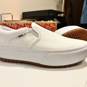 Vans Canvas White Asher Platform ST Slip-Ons